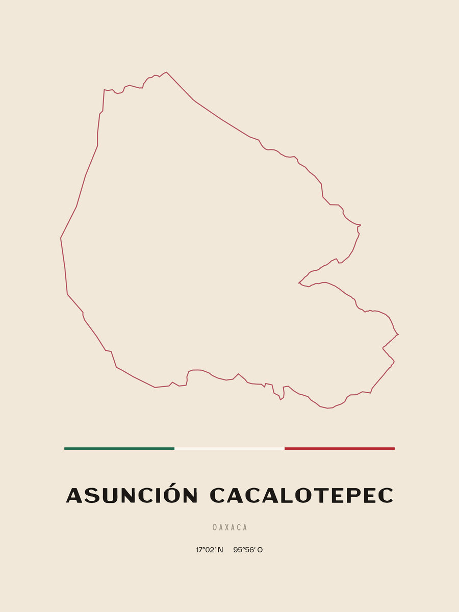 Framed poster of Asunción Cacalotepec, Oaxaca.