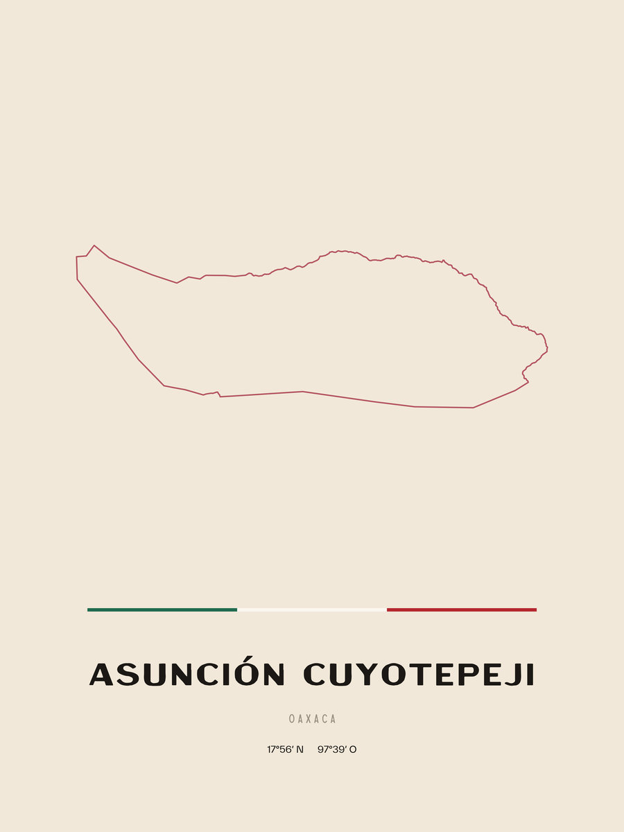 Framed poster of Asunción Cuyotepeji, Oaxaca.