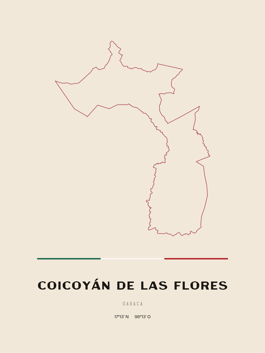 Framed poster of Coicoyán de las Flores, Oaxaca.