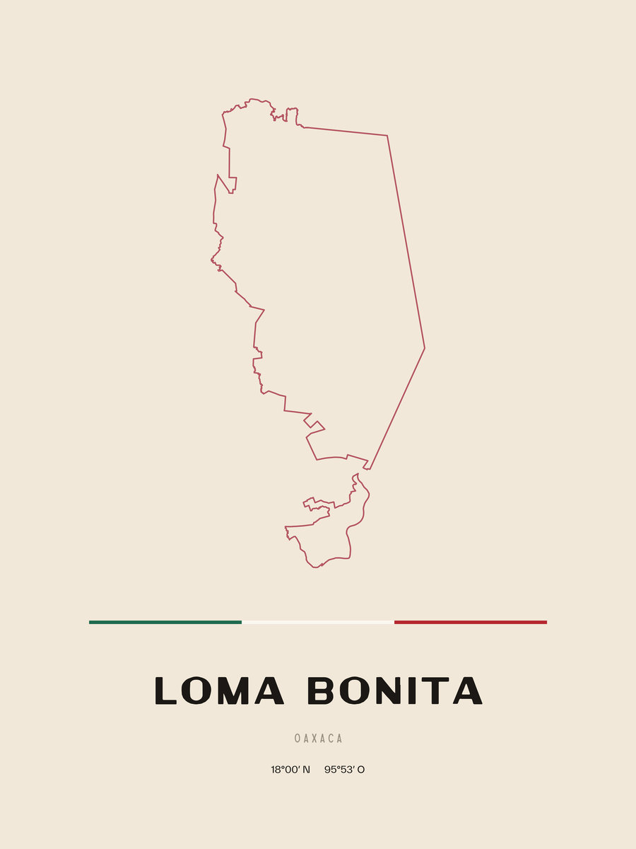 Framed poster of Loma Bonita, Oaxaca.