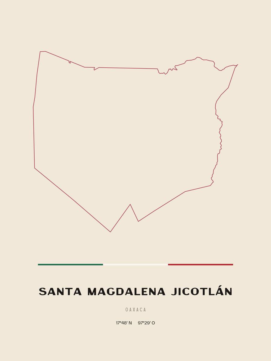 Framed poster of Santa Magdalena Jicotlán, Oaxaca.