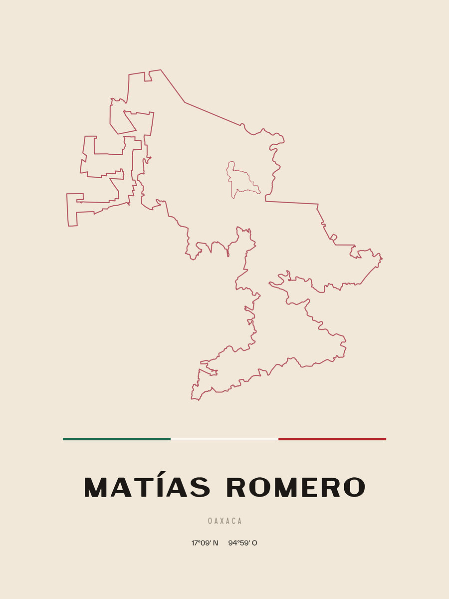 Framed poster of Matías Romero, Oaxaca.