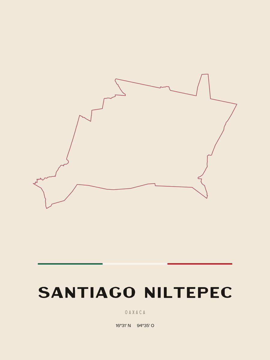 Framed poster of Santiago Niltepec, Oaxaca.