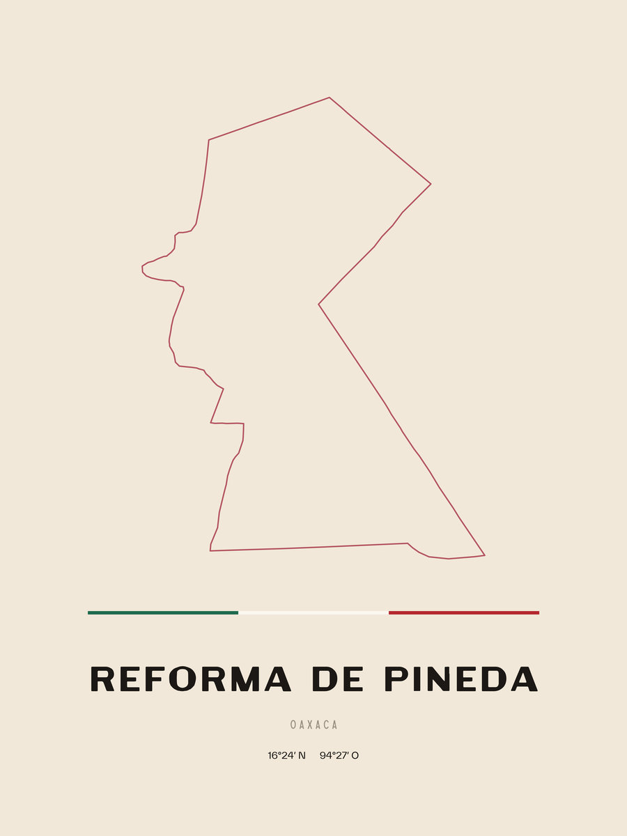 Framed poster of Reforma de Pineda, Oaxaca.