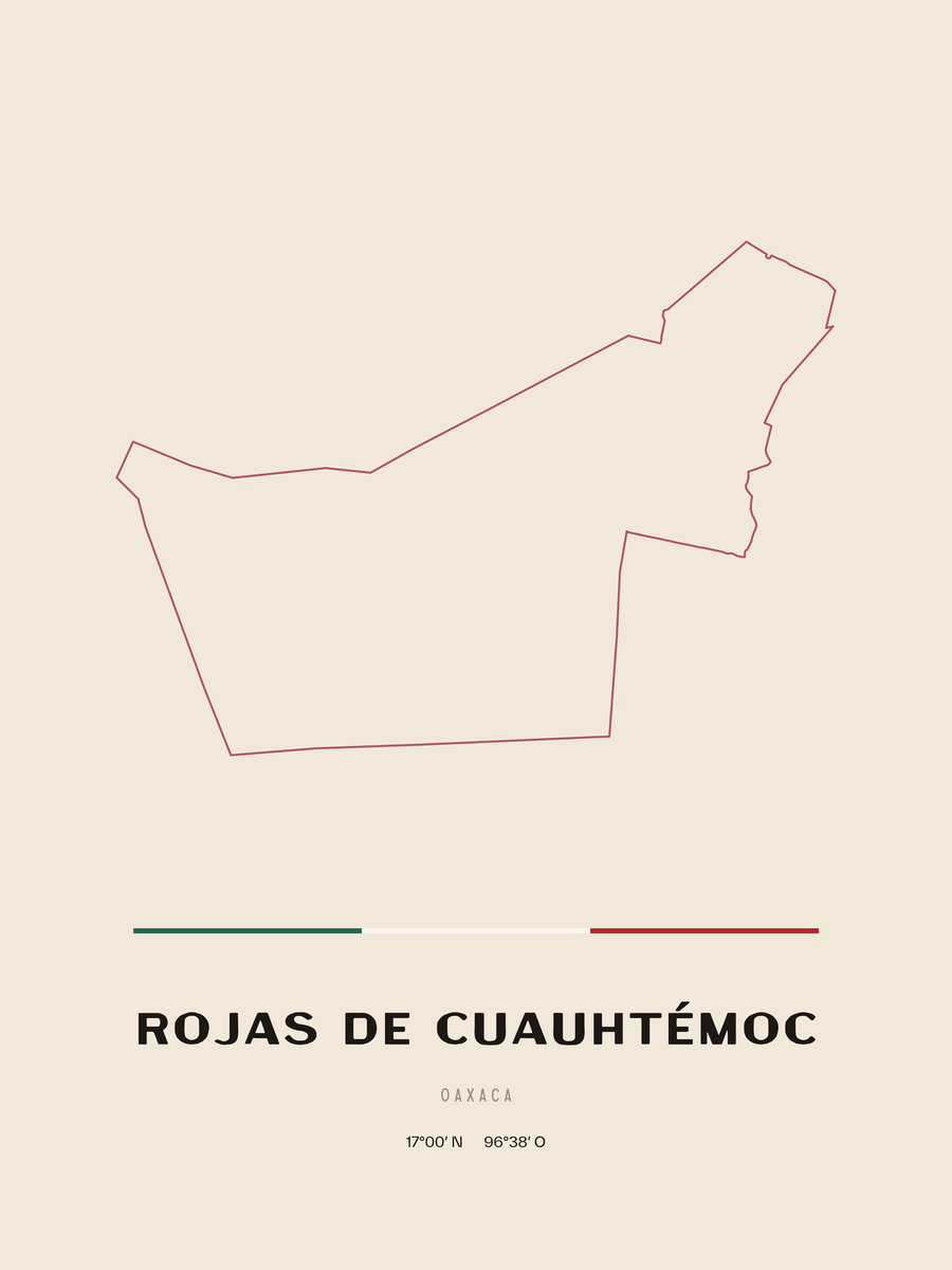 Framed poster of Rojas de Cuauhtémoc, Oaxaca.