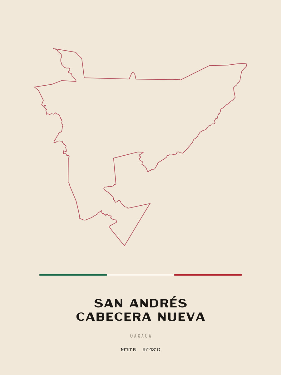 Framed poster of San Andrés Cabecera Nueva, Oaxaca.
