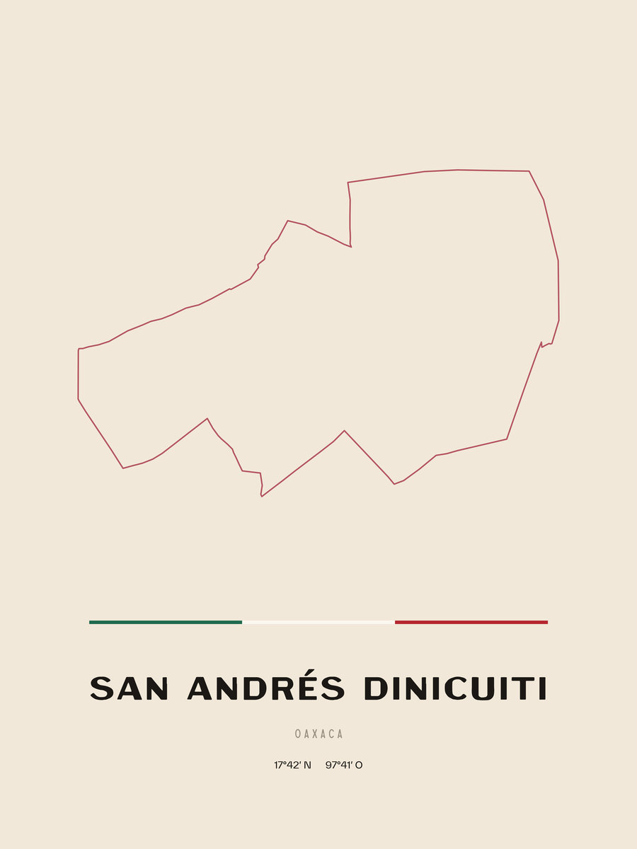 Framed poster of San Andrés Dinicuiti, Oaxaca.