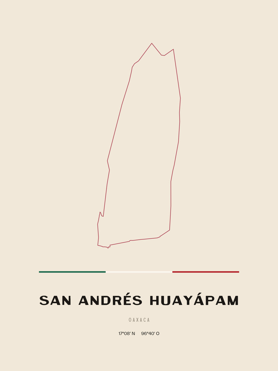 Framed poster of San Andrés Huayápam, Oaxaca.