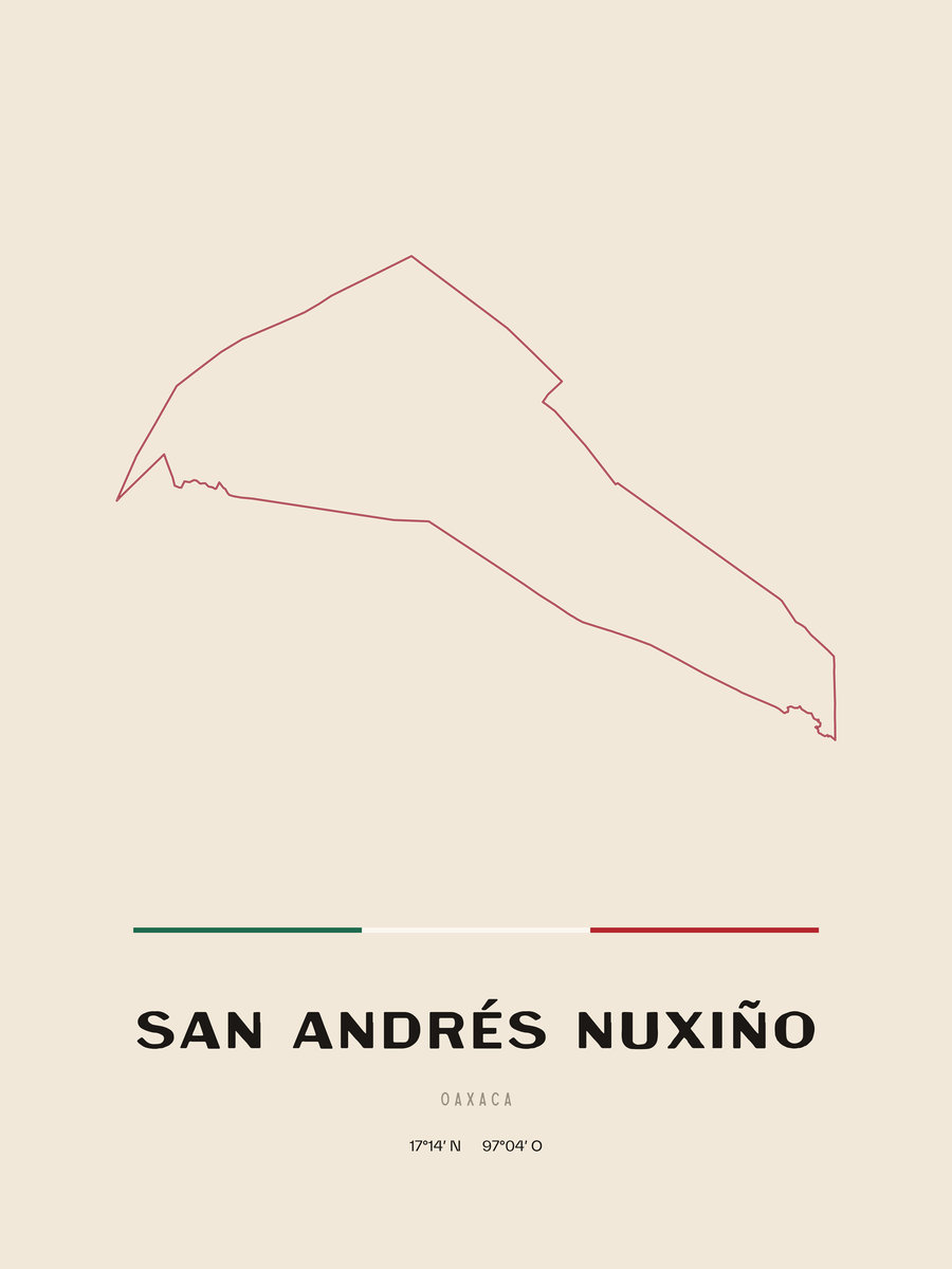 Framed poster of San Andrés Nuxiño, Oaxaca.