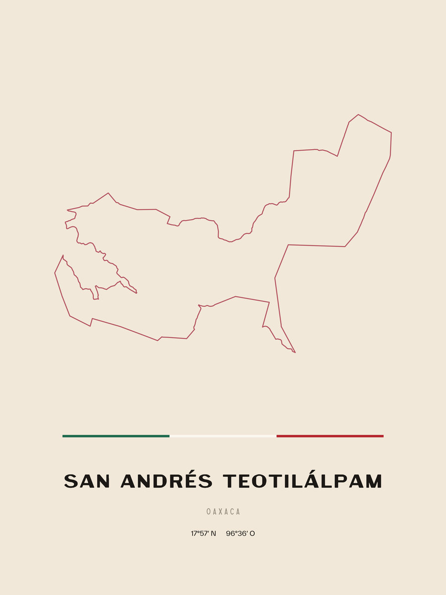 Framed poster of San Andrés Teotilálpam, Oaxaca.