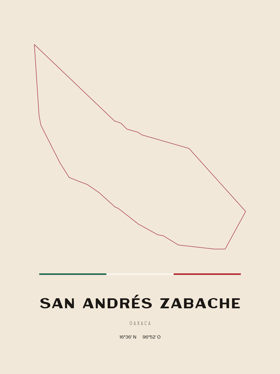 Framed poster of San Andrés Zabache, Oaxaca.