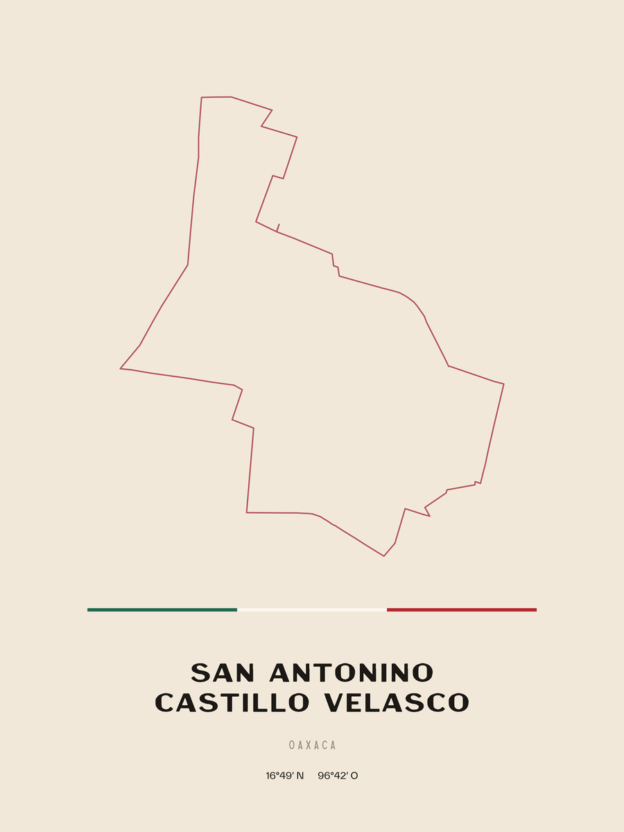 Framed poster of San Antonino Castillo Velasco, Oaxaca.