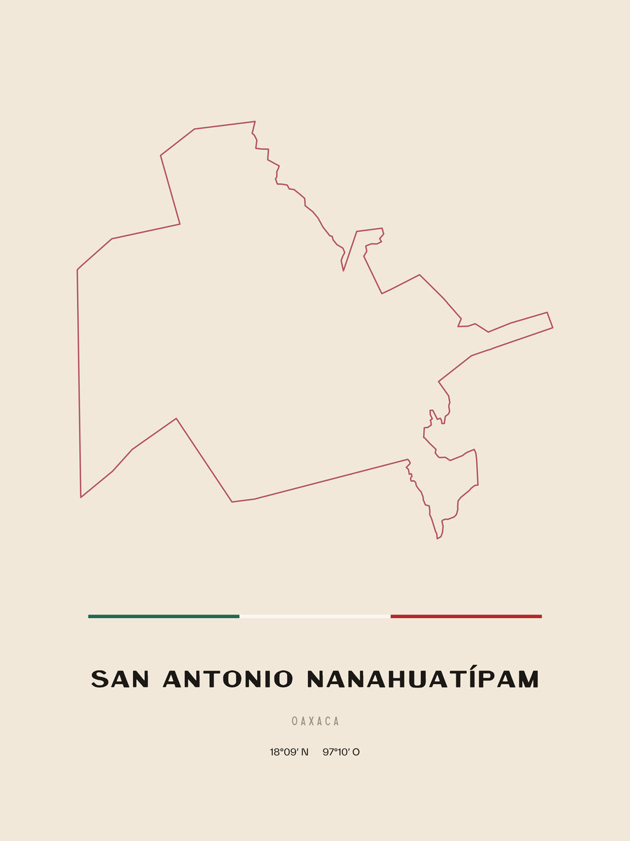 Framed poster of San Antonio Nanahuatípam, Oaxaca.