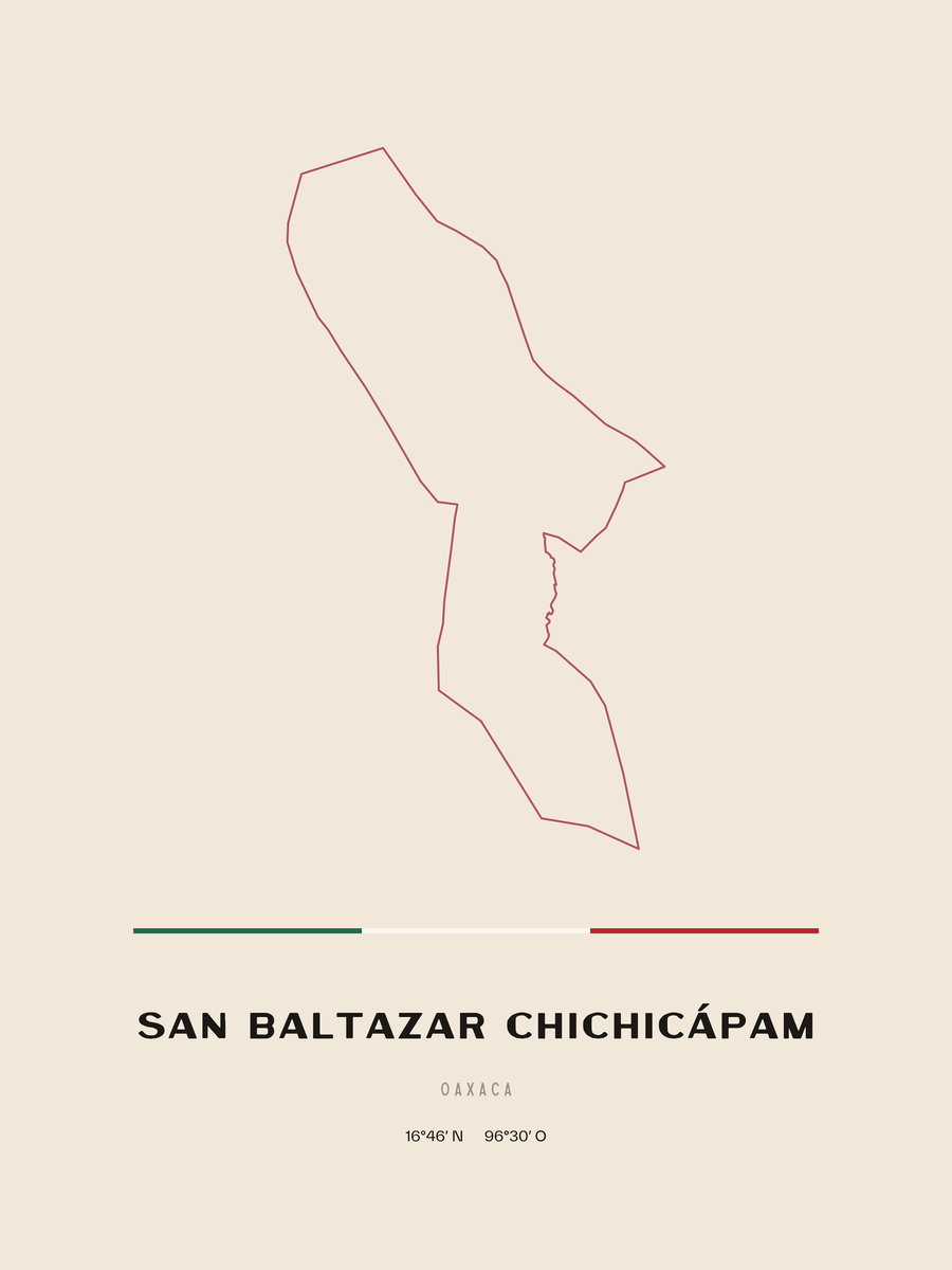 Framed poster of San Baltazar Chichicápam, Oaxaca.