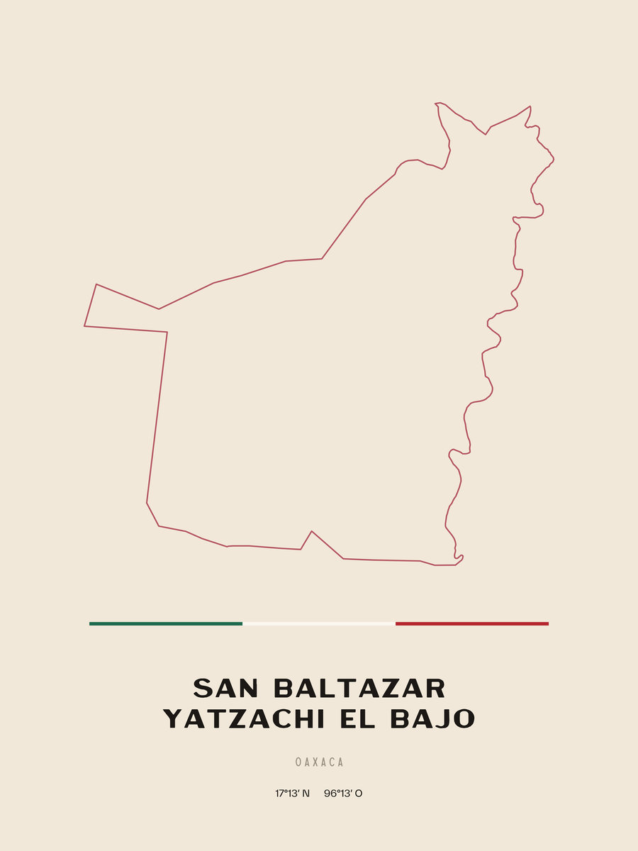 Framed poster of San Baltazar Yatzachi el Bajo, Oaxaca.