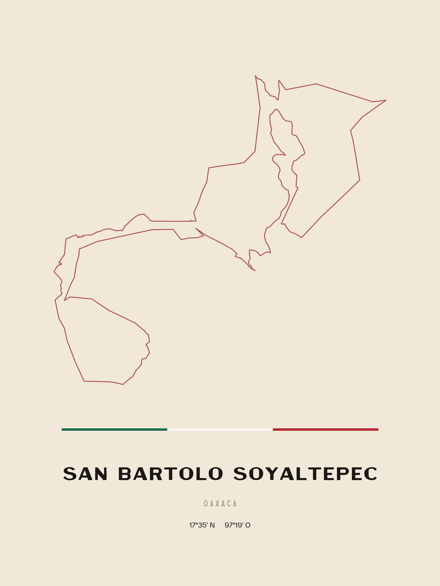 Framed poster of San Bartolo Soyaltepec, Oaxaca.