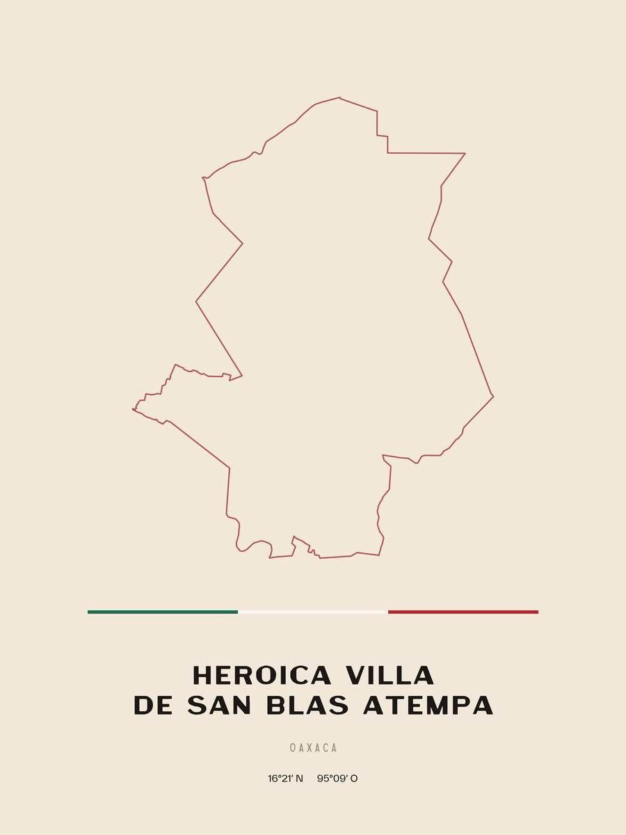 Framed poster of Heroica Villa de San Blas Atempa, Oaxaca.