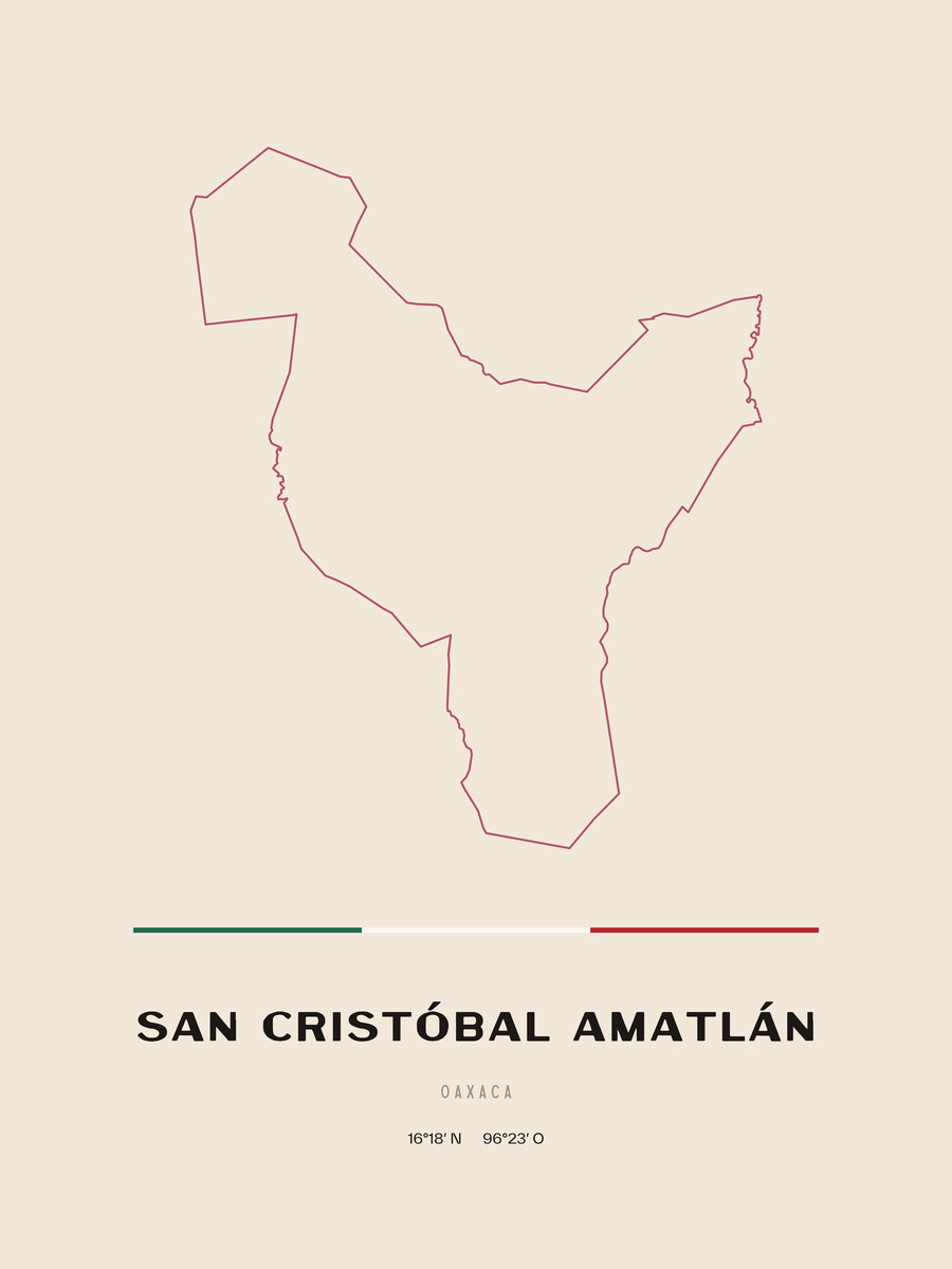 Framed poster of San Cristóbal Amatlán, Oaxaca.