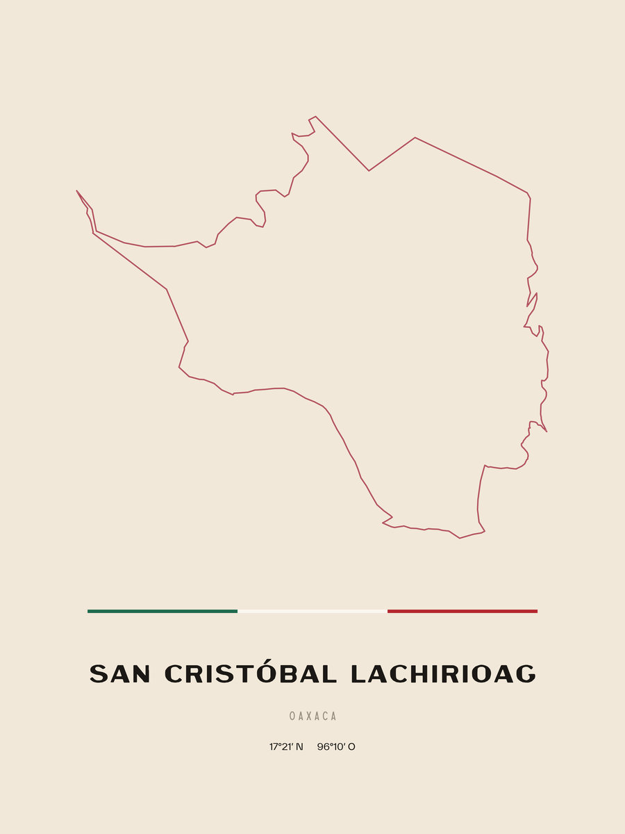 Framed poster of San Cristóbal Lachirioag, Oaxaca.