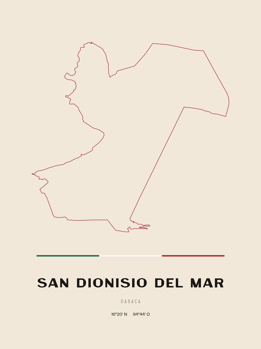 Framed poster of San Dionisio del Mar, Oaxaca.