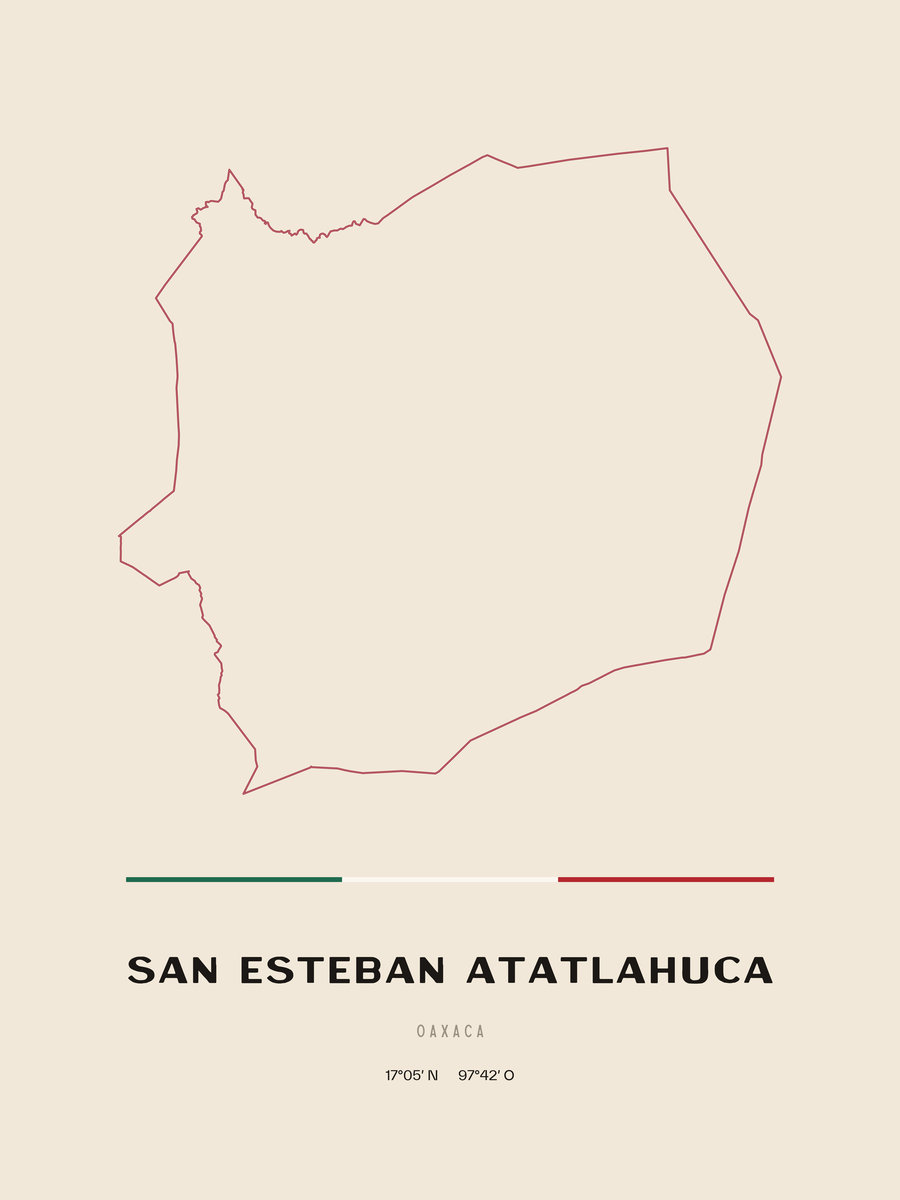 Framed poster of San Esteban Atatlahuca, Oaxaca.