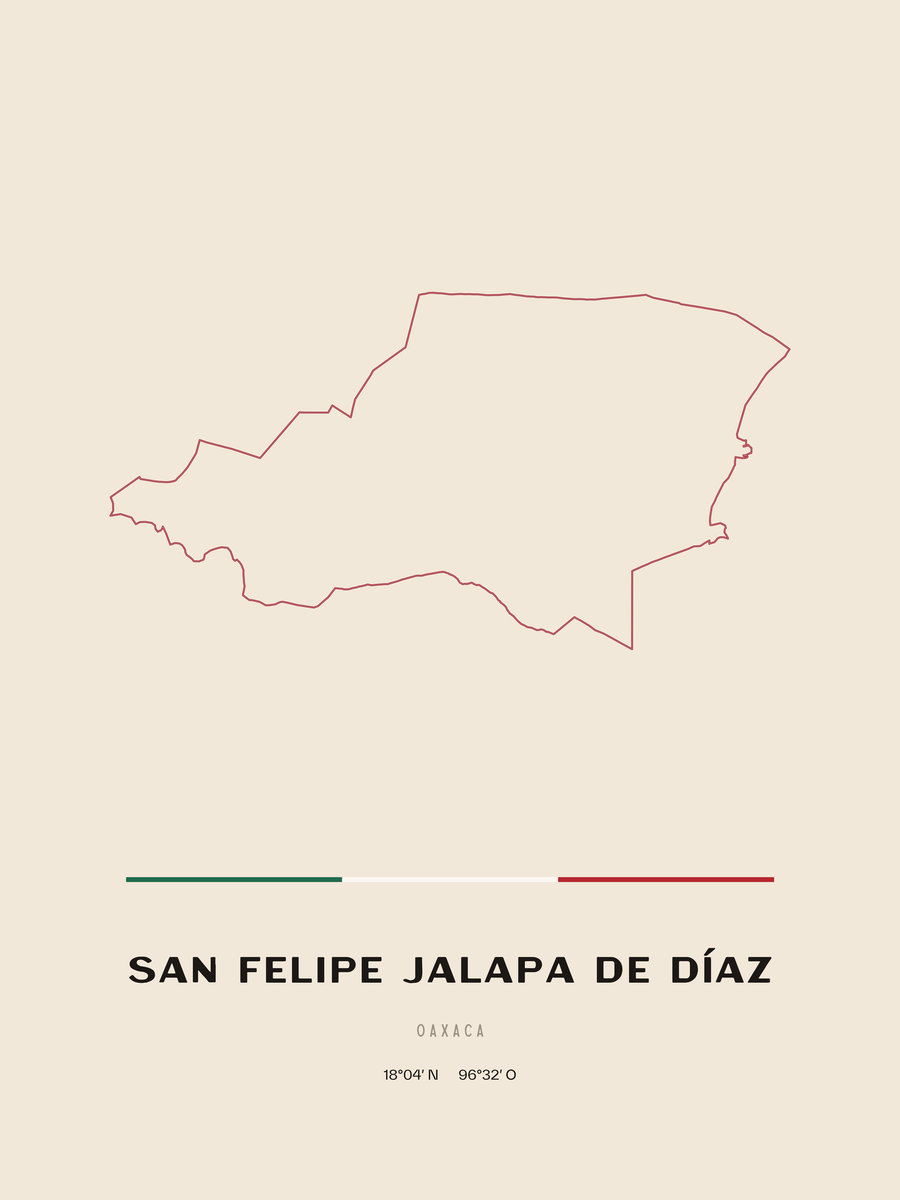 Framed poster of San Felipe Jalapa de Díaz, Oaxaca.