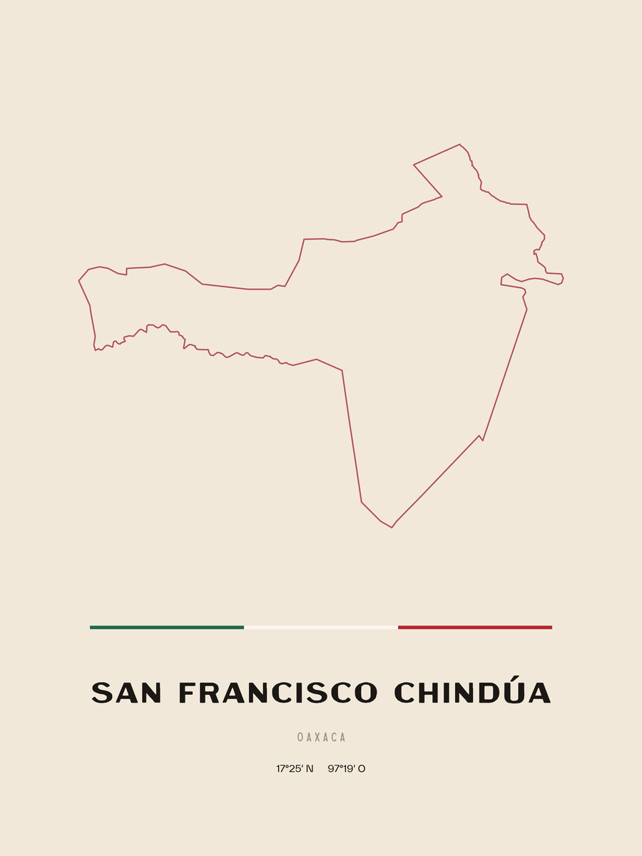 Framed poster of San Francisco Chindúa, Oaxaca.