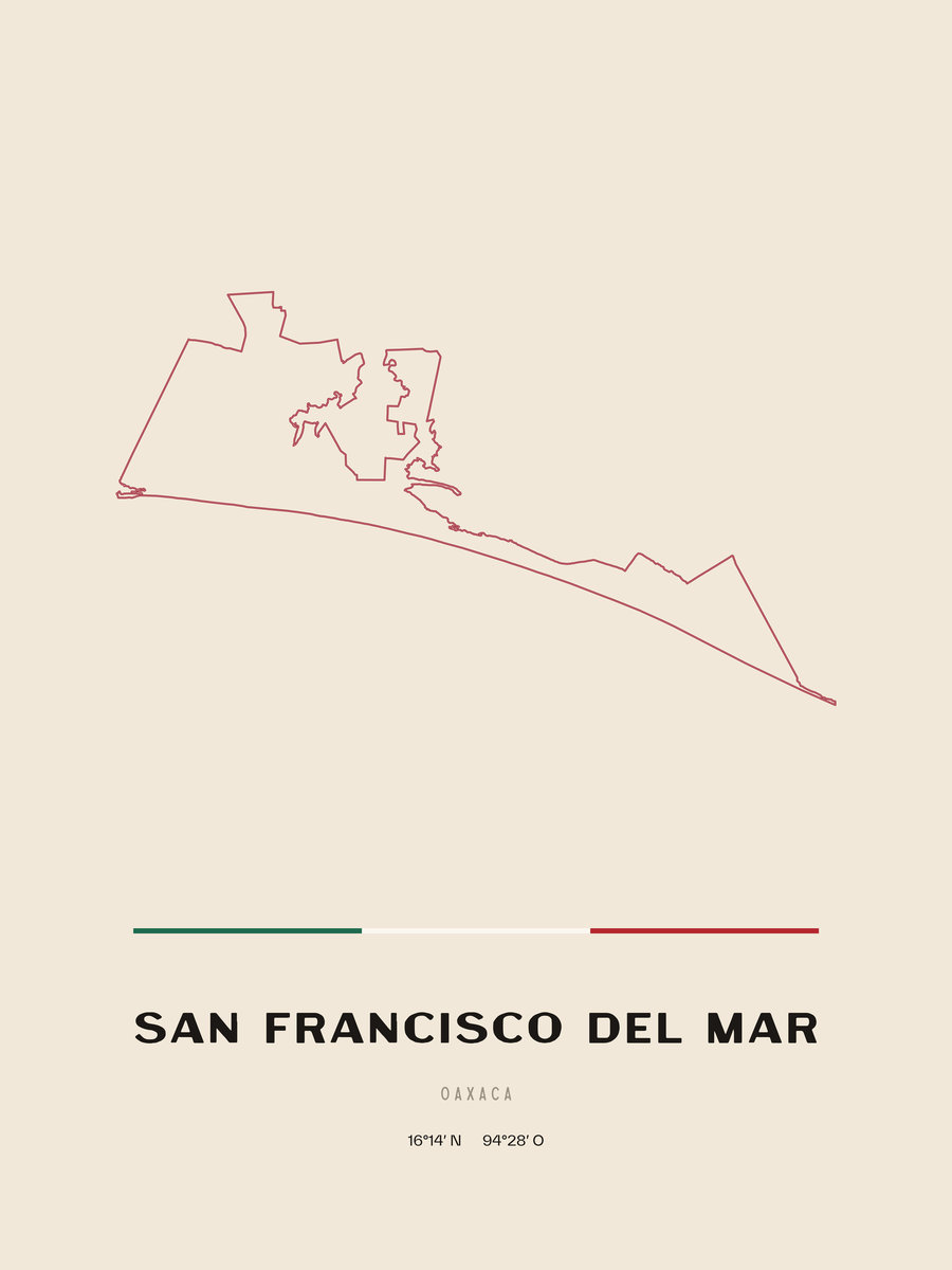 Framed poster of San Francisco del Mar, Oaxaca.