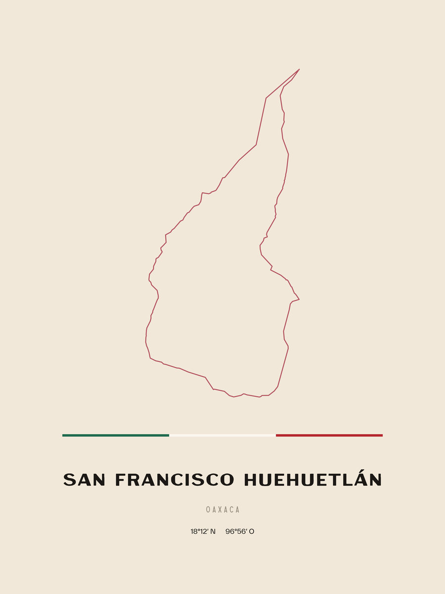 Framed poster of San Francisco Huehuetlán, Oaxaca.