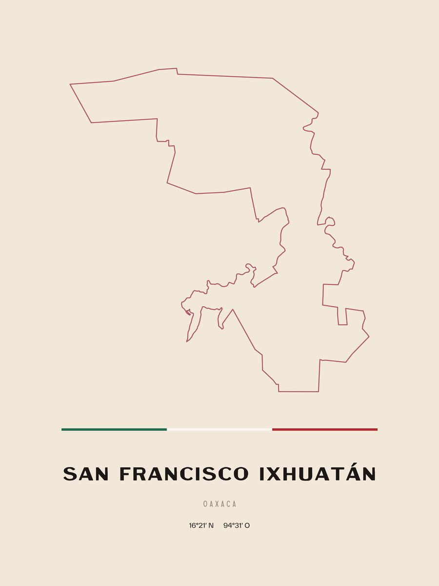 Framed poster of San Francisco Ixhuatán, Oaxaca.