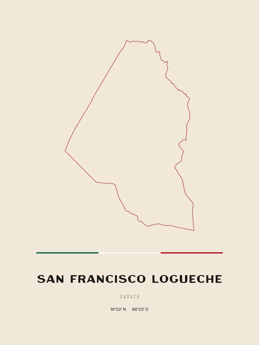 Framed poster of San Francisco Logueche, Oaxaca.