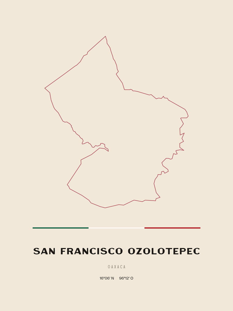 Framed poster of San Francisco Ozolotepec, Oaxaca.