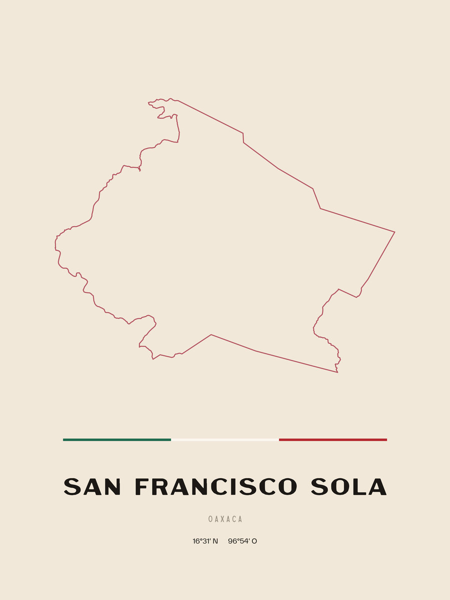 Framed poster of San Francisco Sola, Oaxaca.