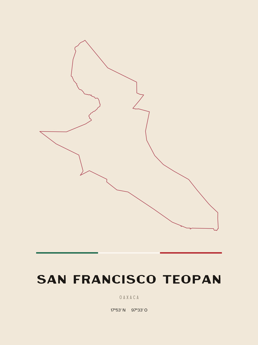 Framed poster of San Francisco Teopan, Oaxaca.