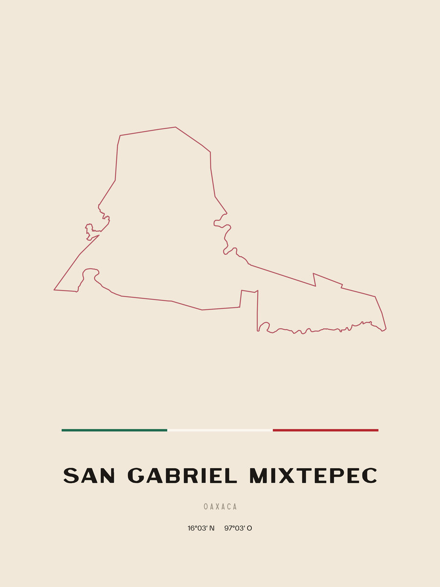 Framed poster of San Gabriel Mixtepec, Oaxaca.