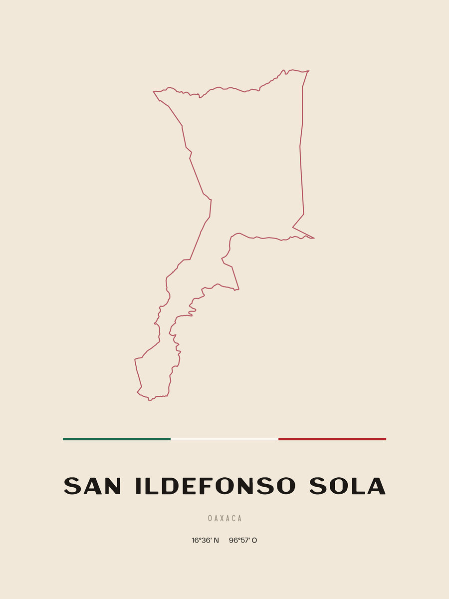 Framed poster of San Ildefonso Sola, Oaxaca.
