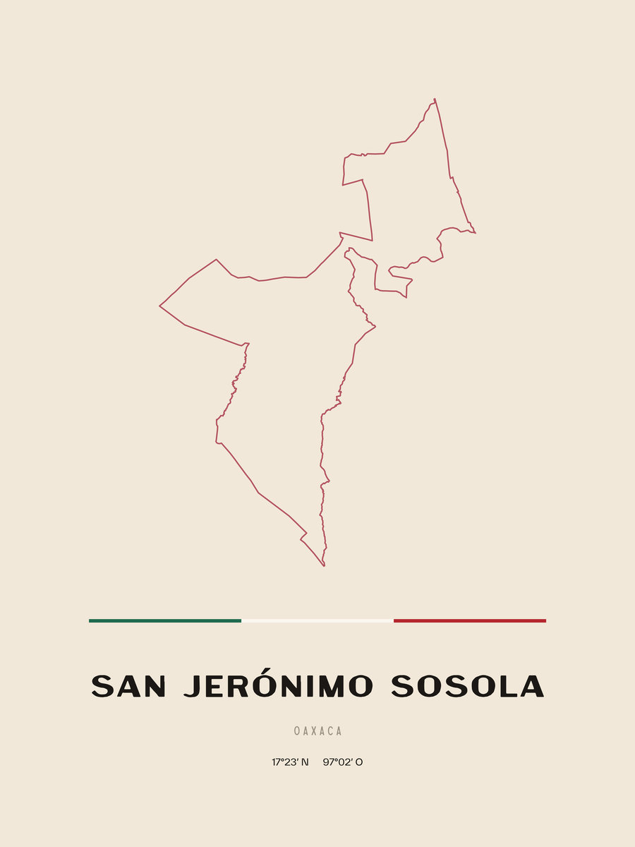 Framed poster of San Jerónimo Sosola, Oaxaca.