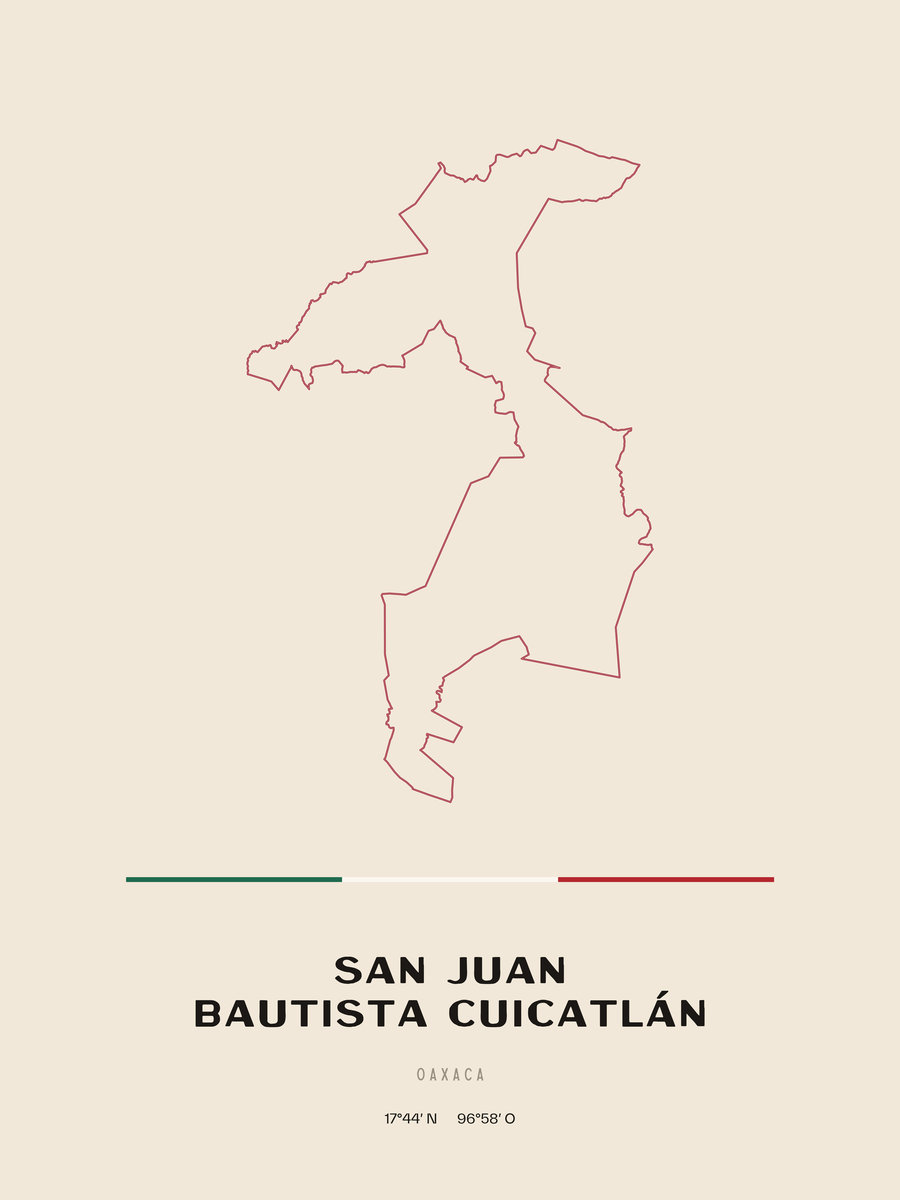 Framed poster of San Juan Bautista Cuicatlán, Oaxaca.