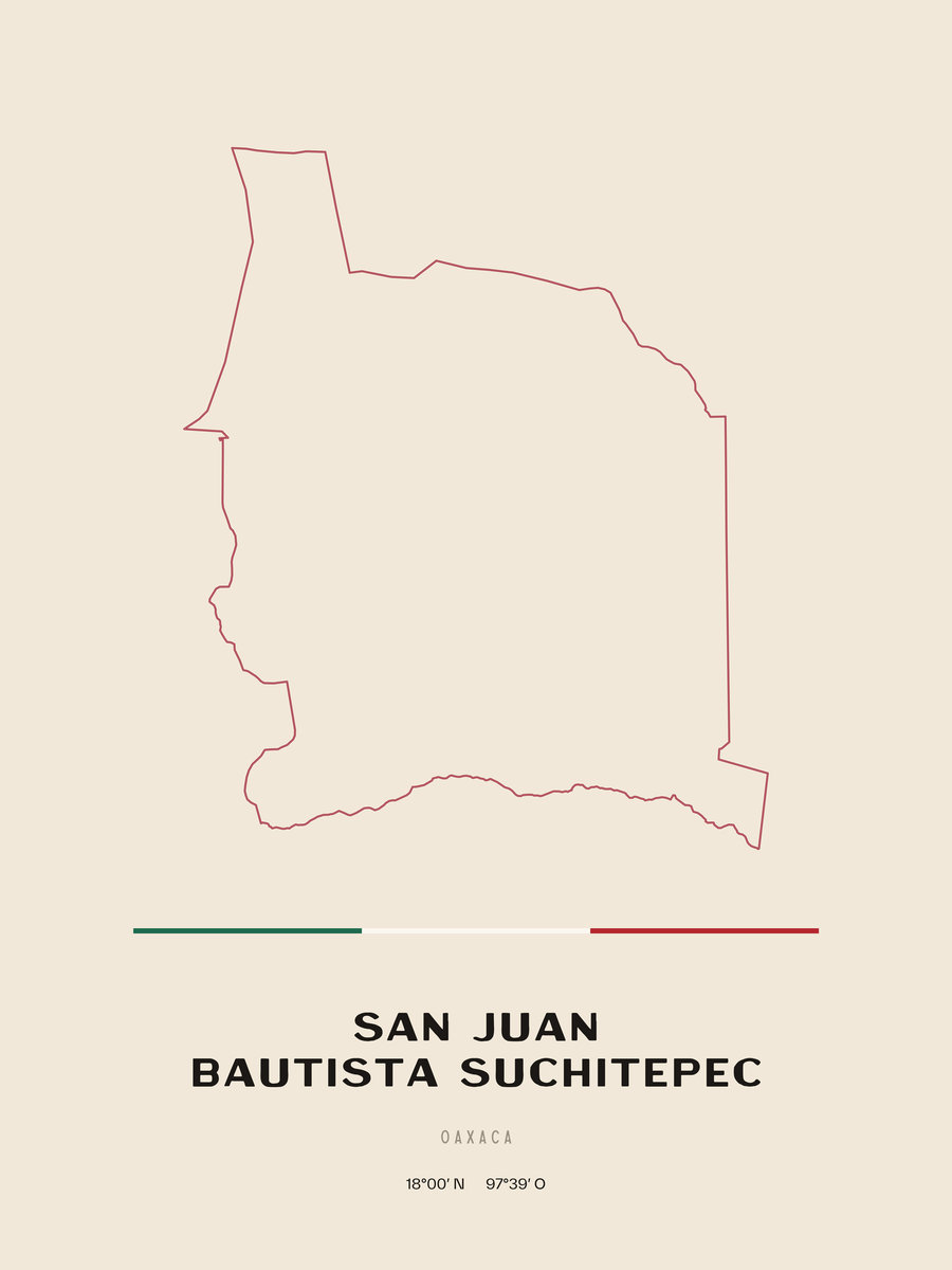 Framed poster of San Juan Bautista Suchitepec, Oaxaca.