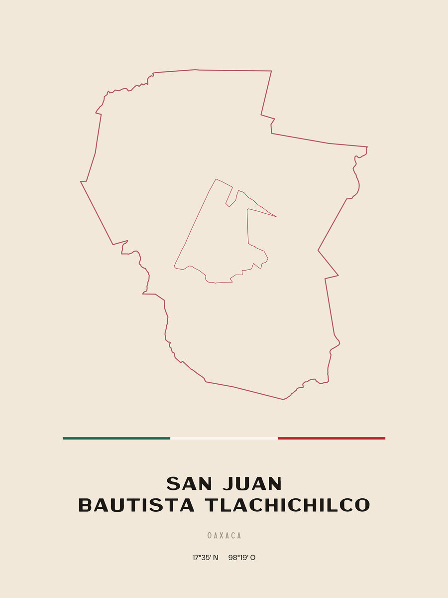 Framed poster of San Juan Bautista Tlachichilco, Oaxaca.