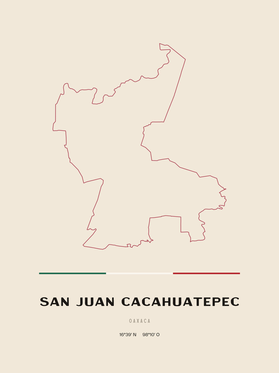 Framed poster of San Juan Cacahuatepec, Oaxaca.