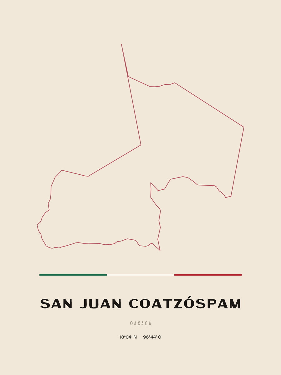 Framed poster of San Juan Coatzóspam, Oaxaca.
