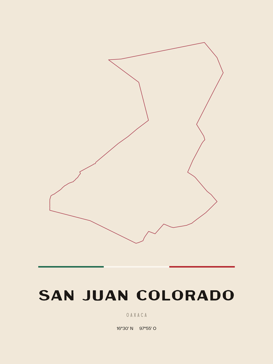 Framed poster of San Juan Colorado, Oaxaca.