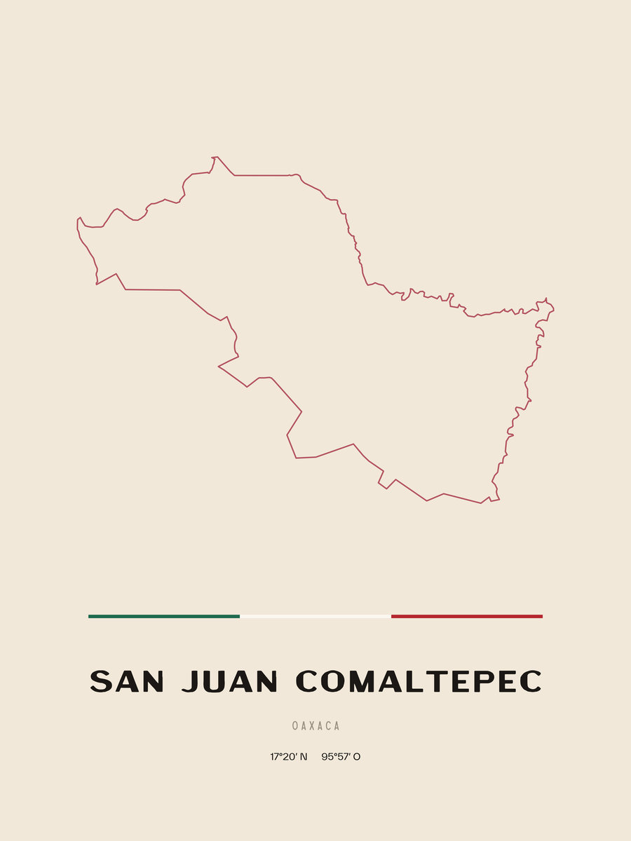 Framed poster of San Juan Comaltepec, Oaxaca.
