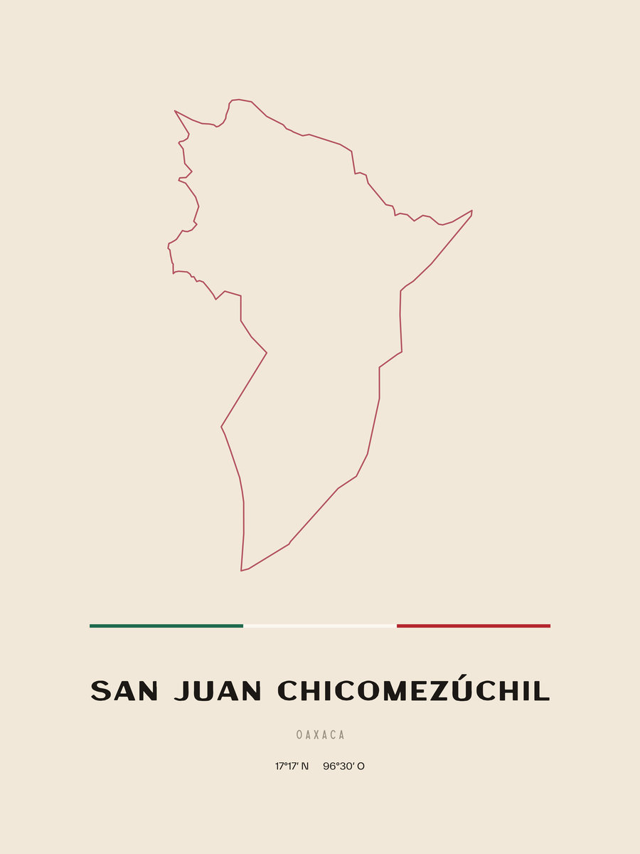Framed poster of San Juan Chicomezúchil, Oaxaca.