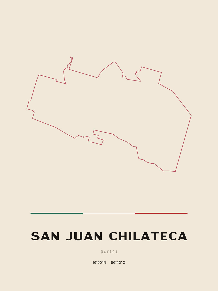 Framed poster of San Juan Chilateca, Oaxaca.