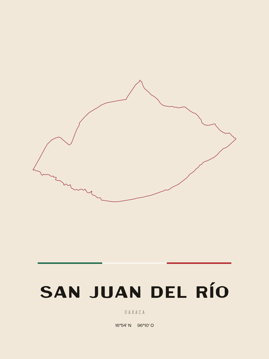 Framed poster of San Juan del Río, Oaxaca.