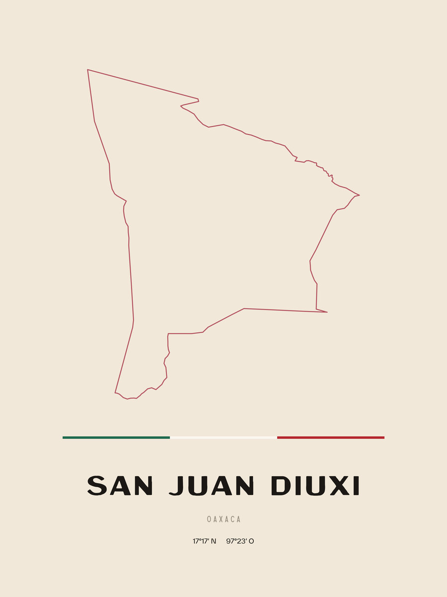 Framed poster of San Juan Diuxi, Oaxaca.
