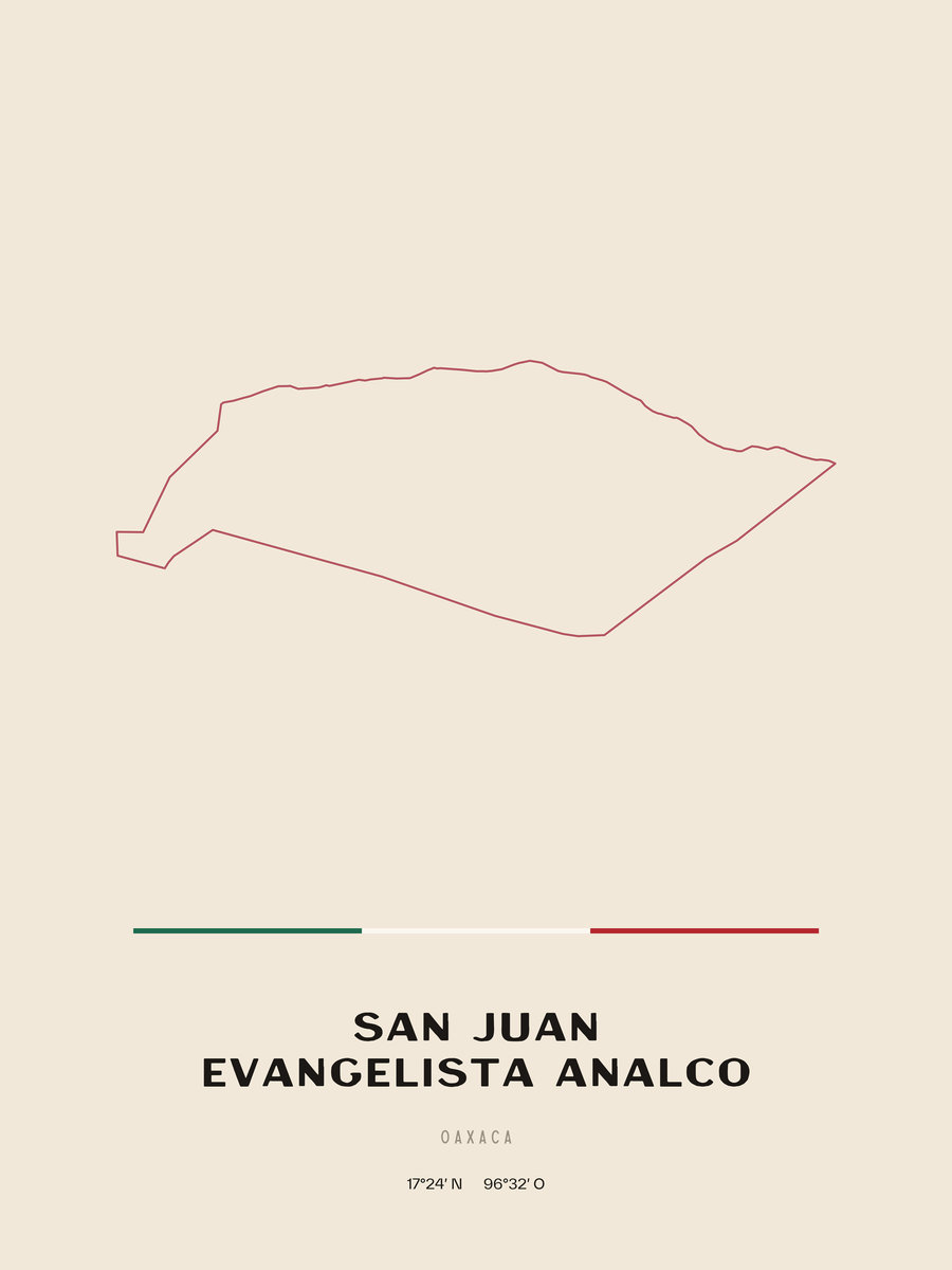 Framed poster of San Juan Evangelista Analco, Oaxaca.