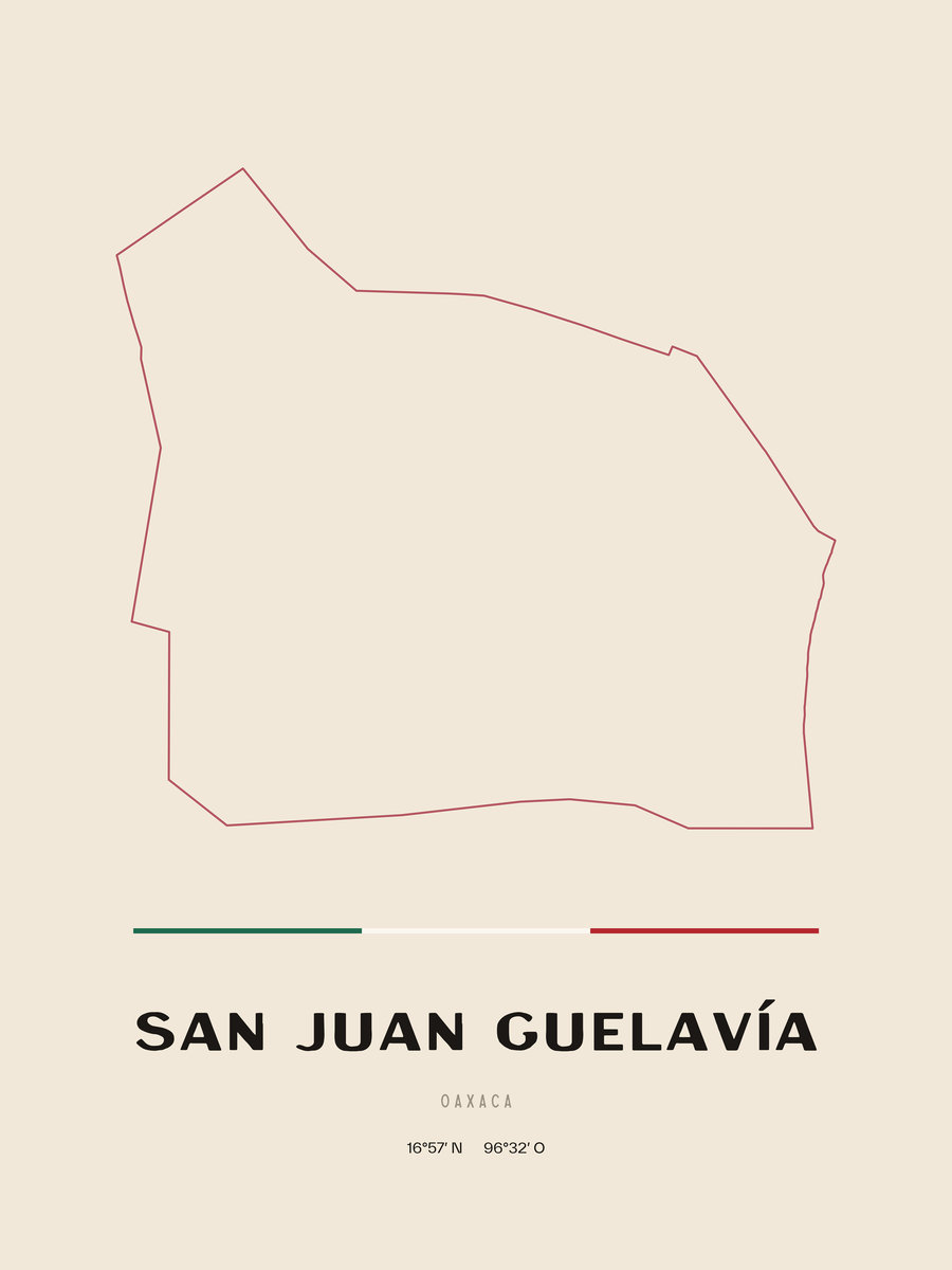 Framed poster of San Juan Guelavía, Oaxaca.